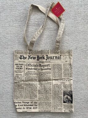 kate spade Rare Brand New Cream and Black 'The New York Journal' Print Tote